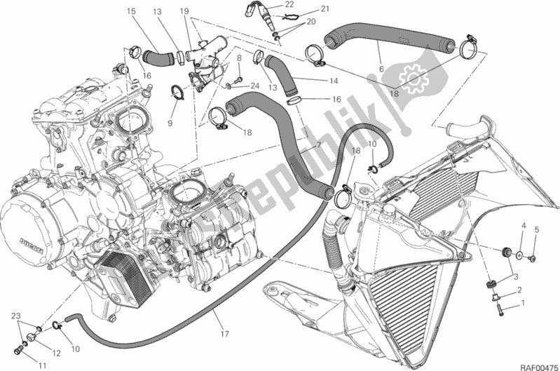 All parts for the Cooling Circuit of the Ducati Superbike 1199 Panigale S Tricolore 2012